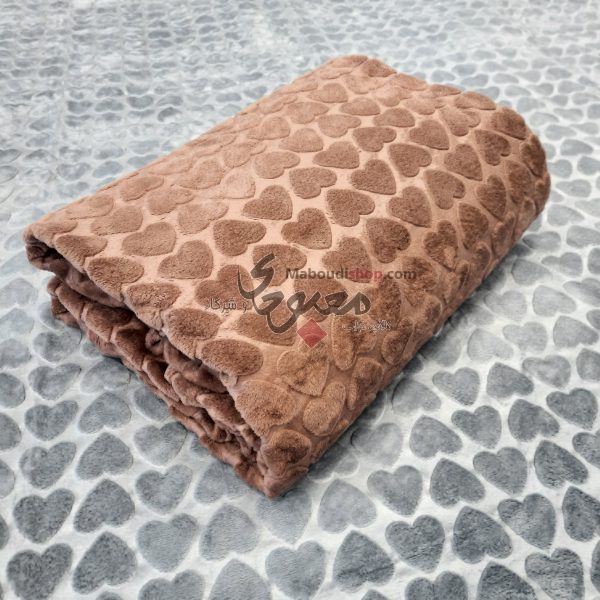 پتو یکنفره مخمل آرنیکا قلبی شادیلون قیمت جشنواره کرم قهوه ای روشن